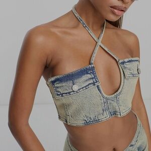 New with tags denim crop top for sale - UK 10